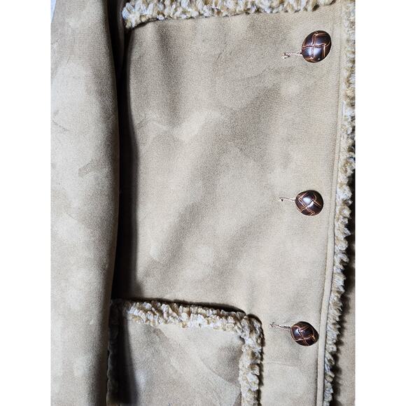 FINGERHUT FASHIONS Vintage Beige Faux Saudi Shearling Retro Coat Jacket SZ 10 - Picture 4 of 7